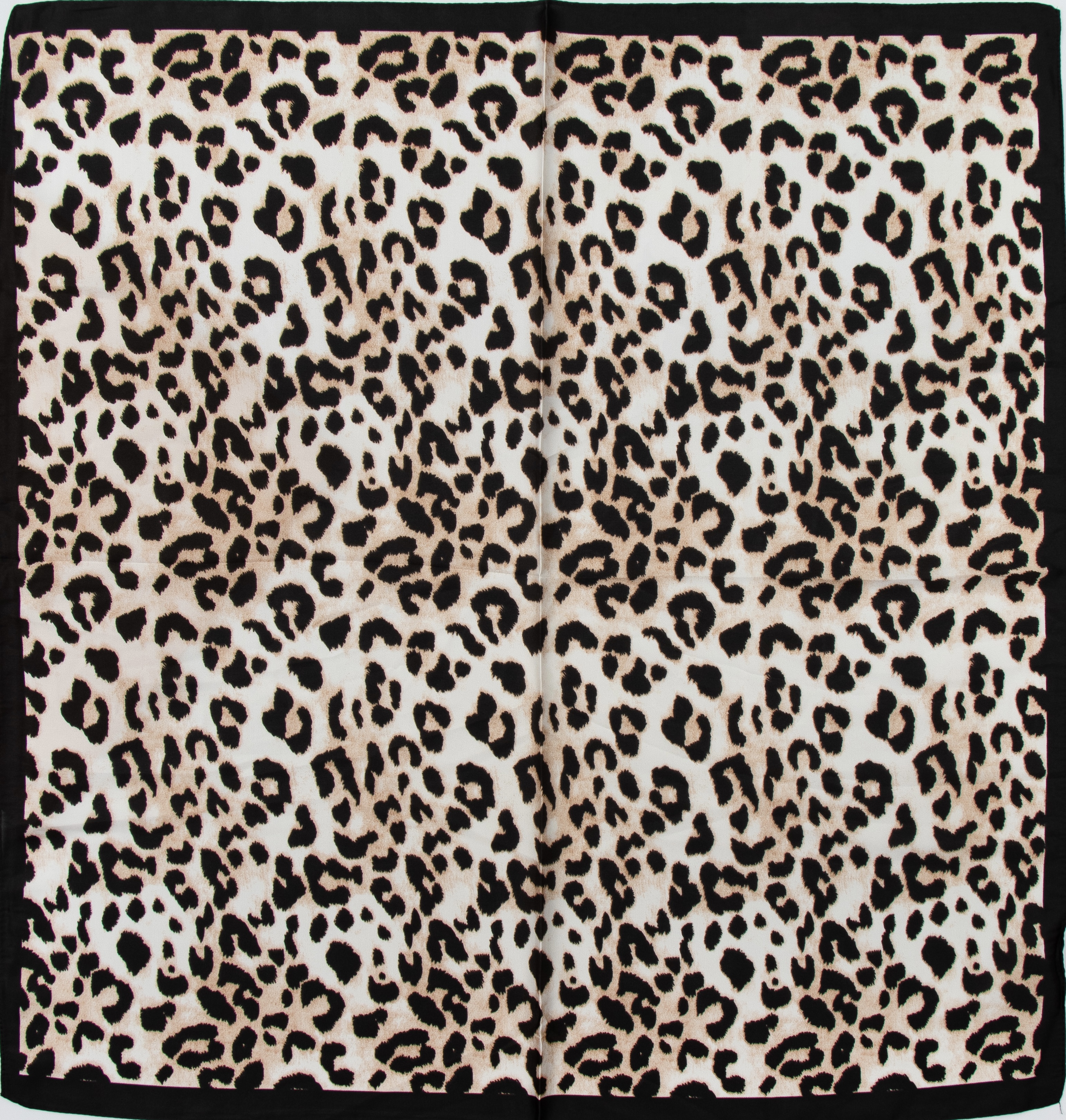 مینی اسکارف ابریشم سیلک زنانه پلنگی حاشیه مشکی