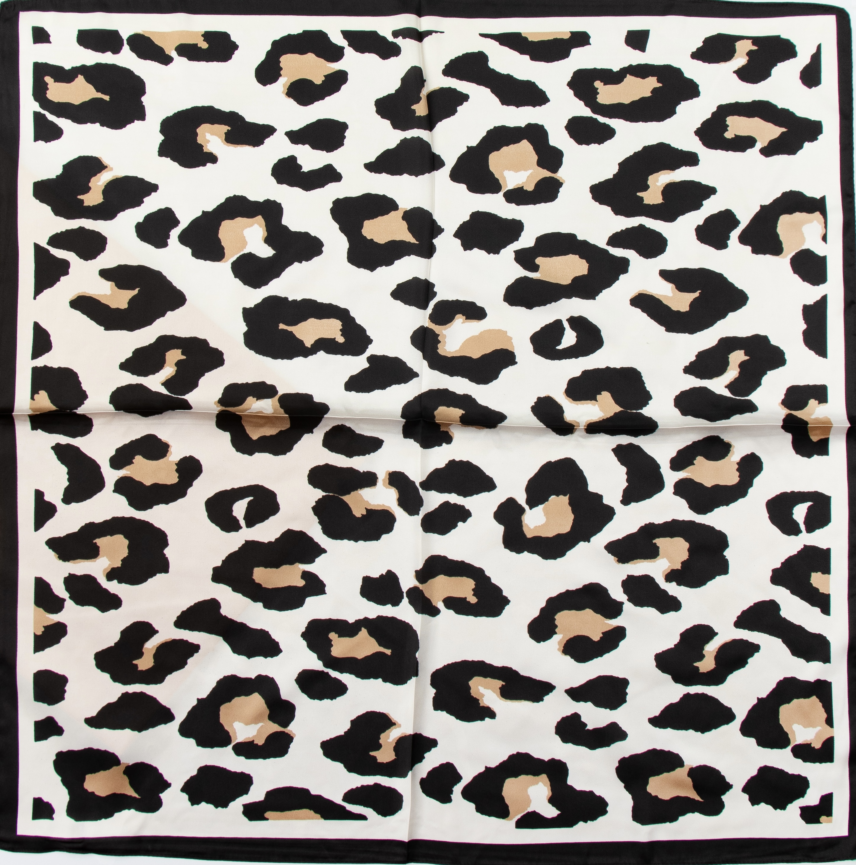 مینی اسکارف زنانه ابریشم سیلک پلنگی شیری