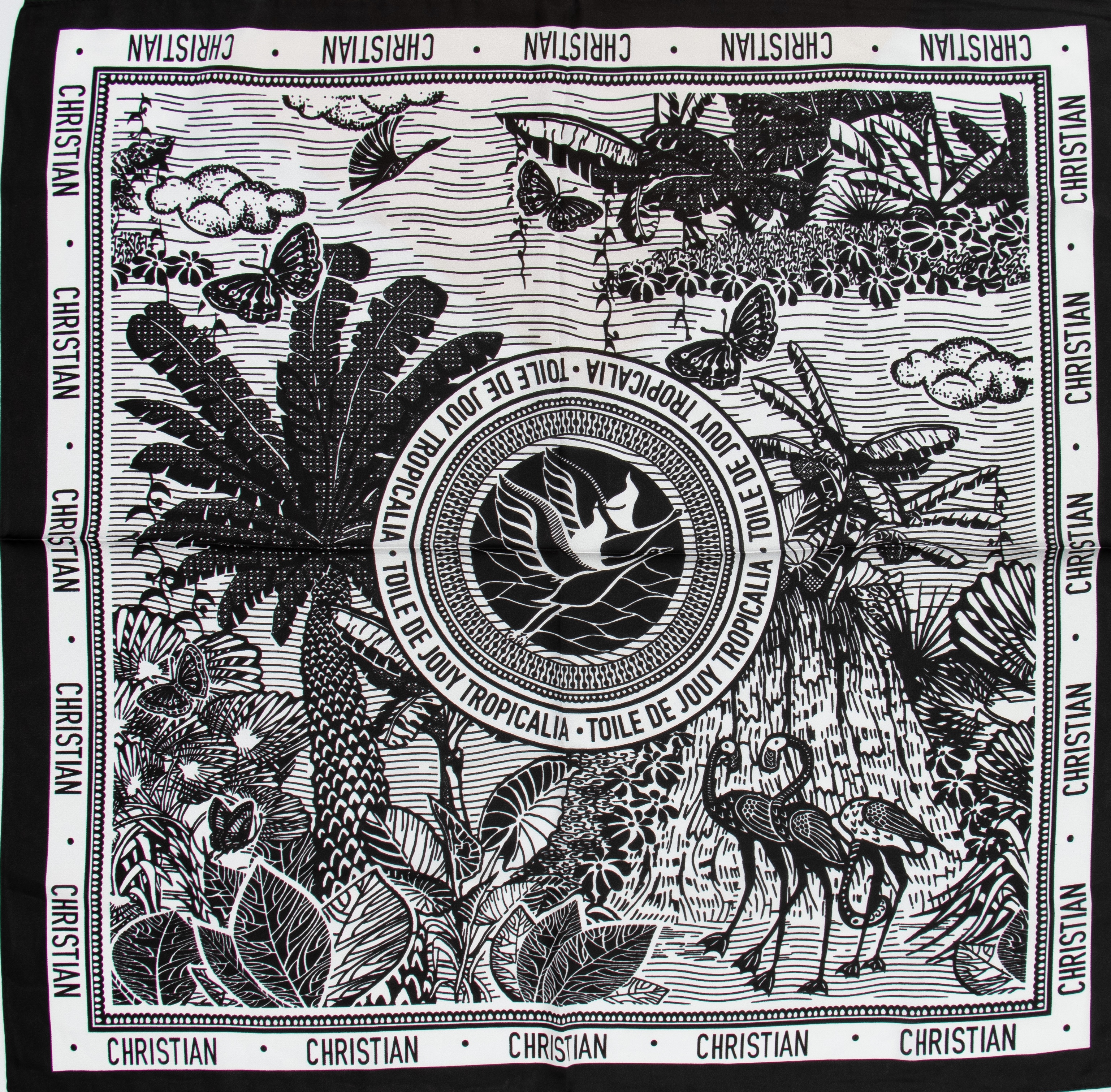 مینی اسکارف ابریشم سیلک زنانه مدل فلامینگو مشکی