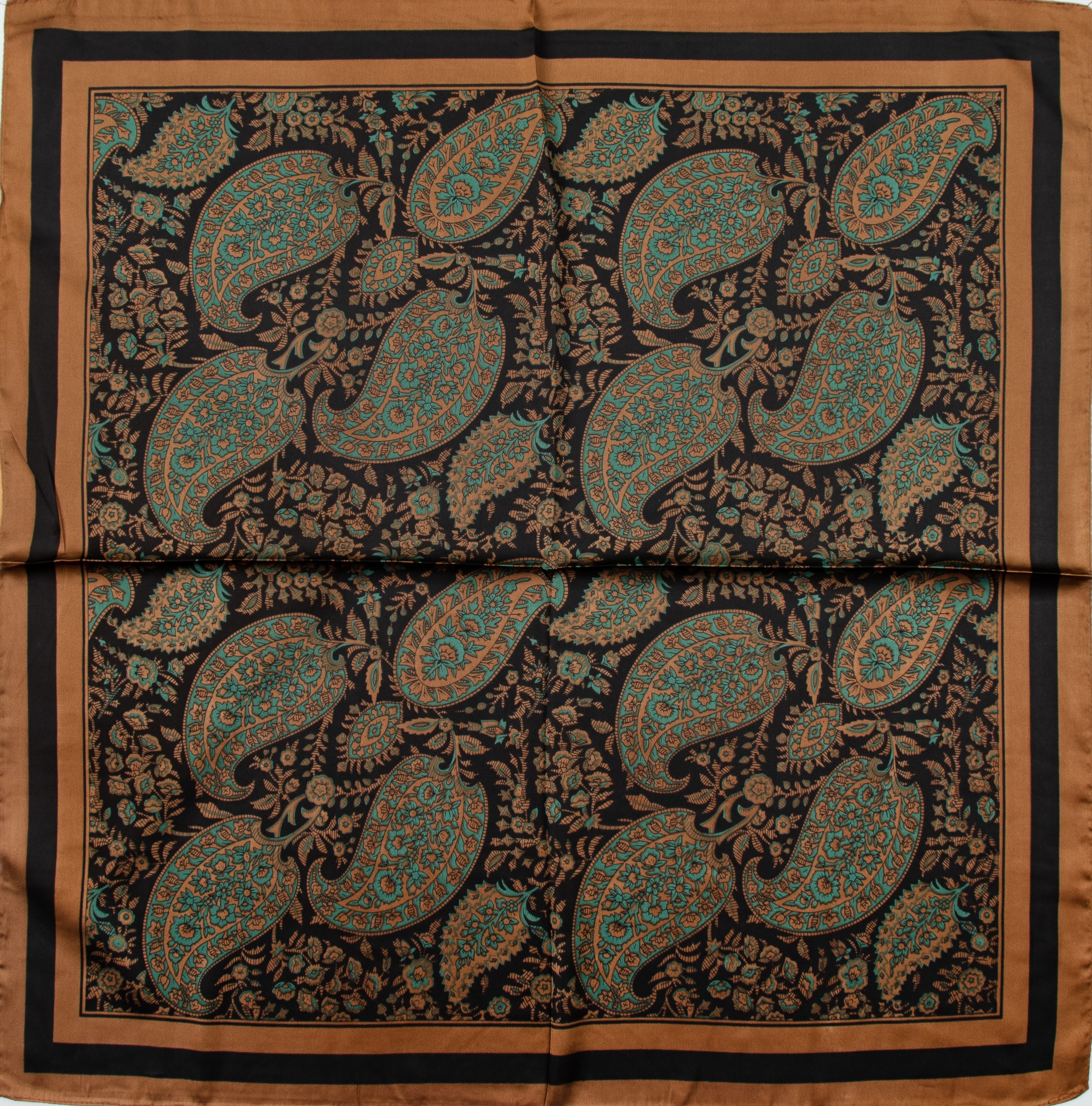 مینی اسکارف ابریشم سیلک زنانه مدل ترمه قهوه ای