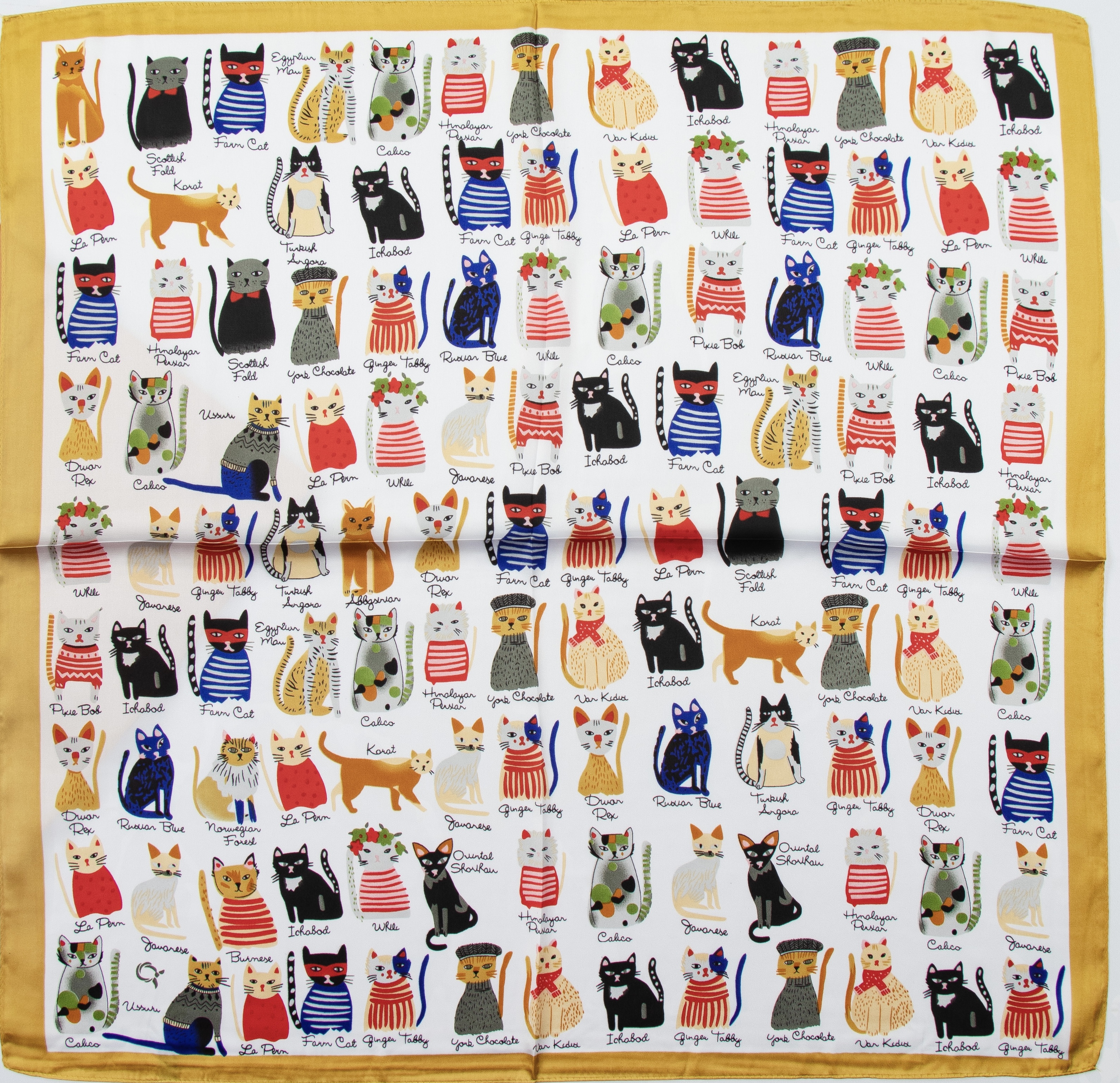 مینی اسکارف ابریشم سیلک زنانه مدل گربه سفید