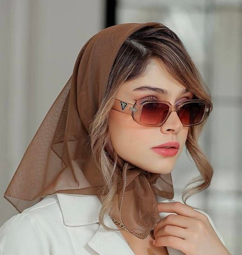 مینی اسکارف تور زنانه ساده قهوه ای