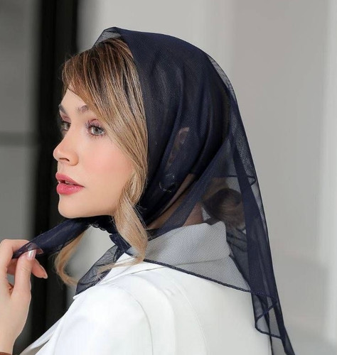 مینی اسکارف تور زنانه ساده سورمه ای سیر