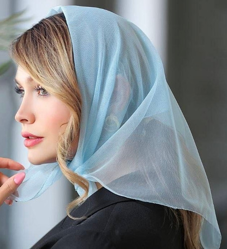 مینی اسکارف تور زنانه ساده آبی روشن