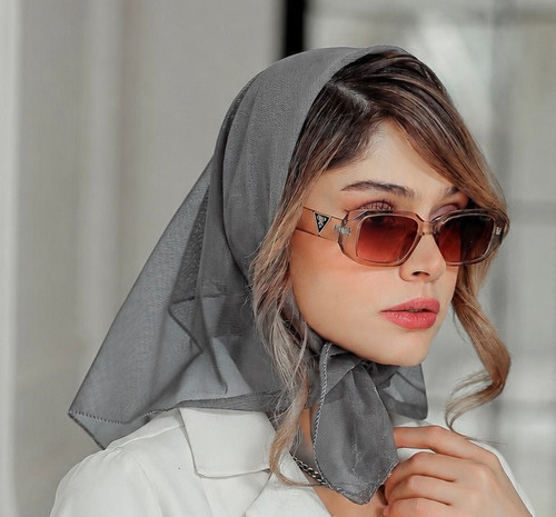 مینی اسکارف تور زنانه ساده طوسی