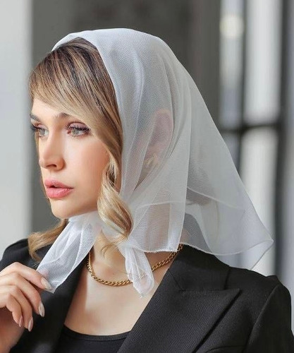 مینی اسکارف تور زنانه ساده سفید