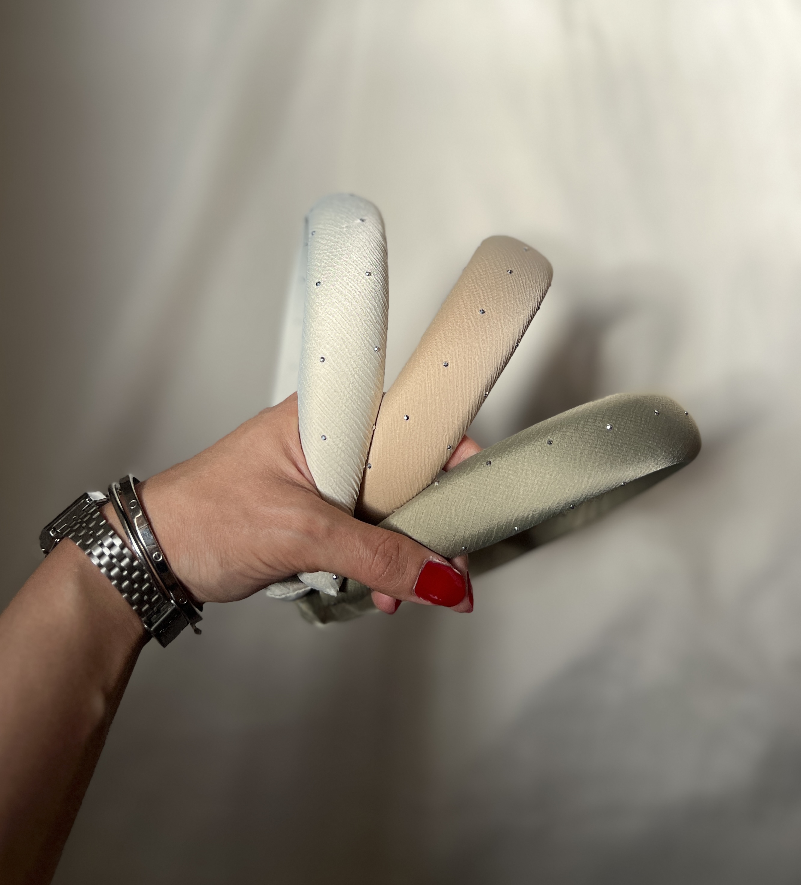 تل سر زنانه ابری پهن  ساتن نگین دار